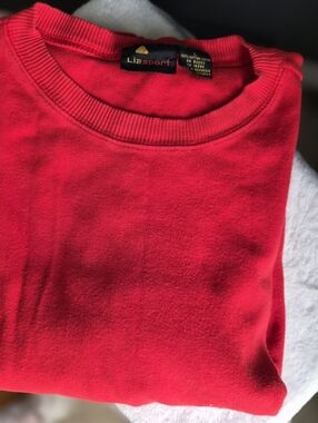 ​Vintage 90s Lizsport Red Crewneck Long Sleeve Shirt 100% Cotton Large